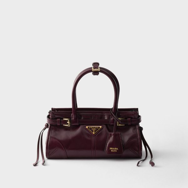 Prada Bonnie Leather Mini-Bag In Burgundy