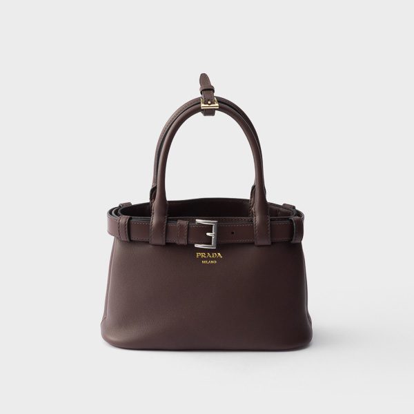 Prada Buckle Small Leather Bag With Belt In Briarwood