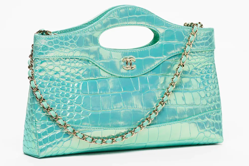 Chanel Clutch With Chain Embossed Iridescent Clutch
