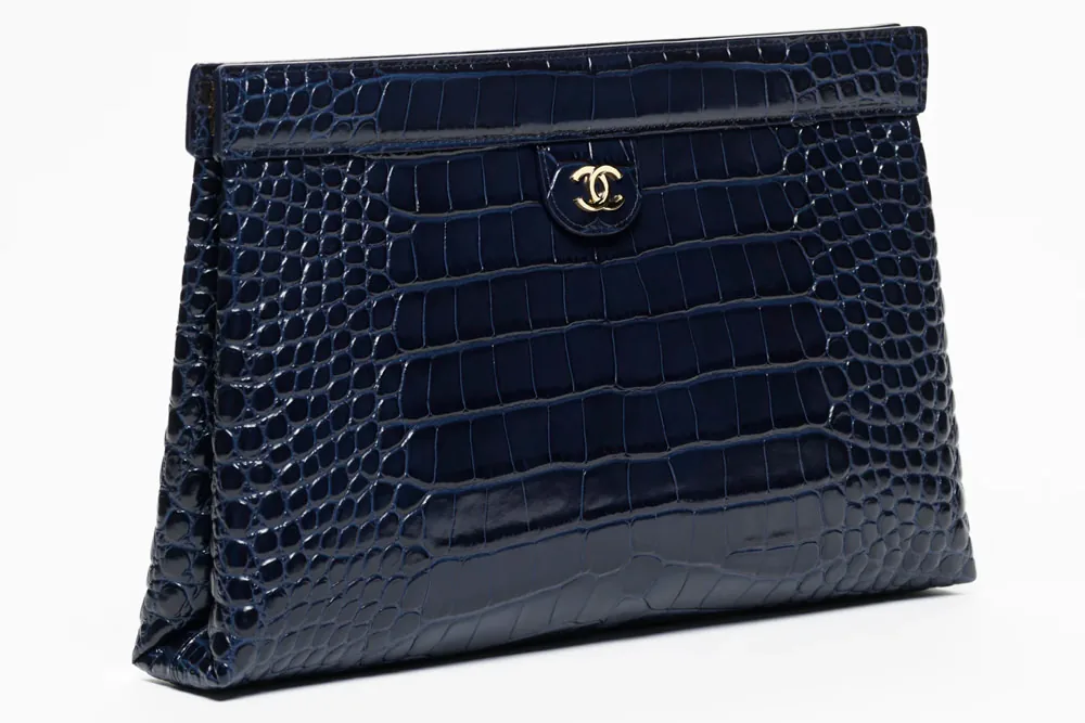 Chanel Large Clutch Embossed Croc