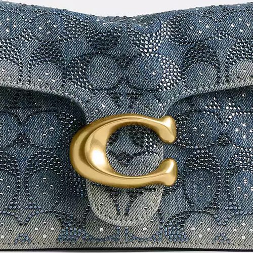 Coach Tabby Shoulder Bag 26 In Regenerative Cotton Denim With Crystal Signature in Brass Denim