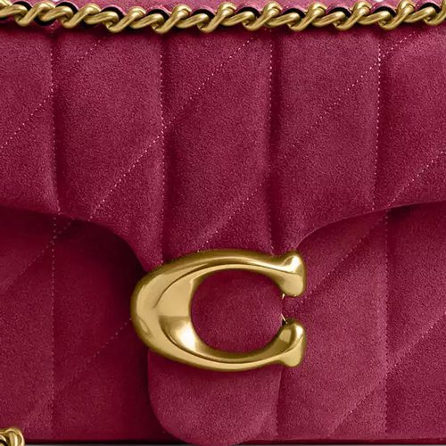 Coach Tabby Shoulder Bag 26 With Pillow Quilting in suede Brass Dark Fuchsia