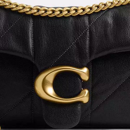 Coach Tabby Shoulder Bag 26 With Quilting in smooth leather Brass Black