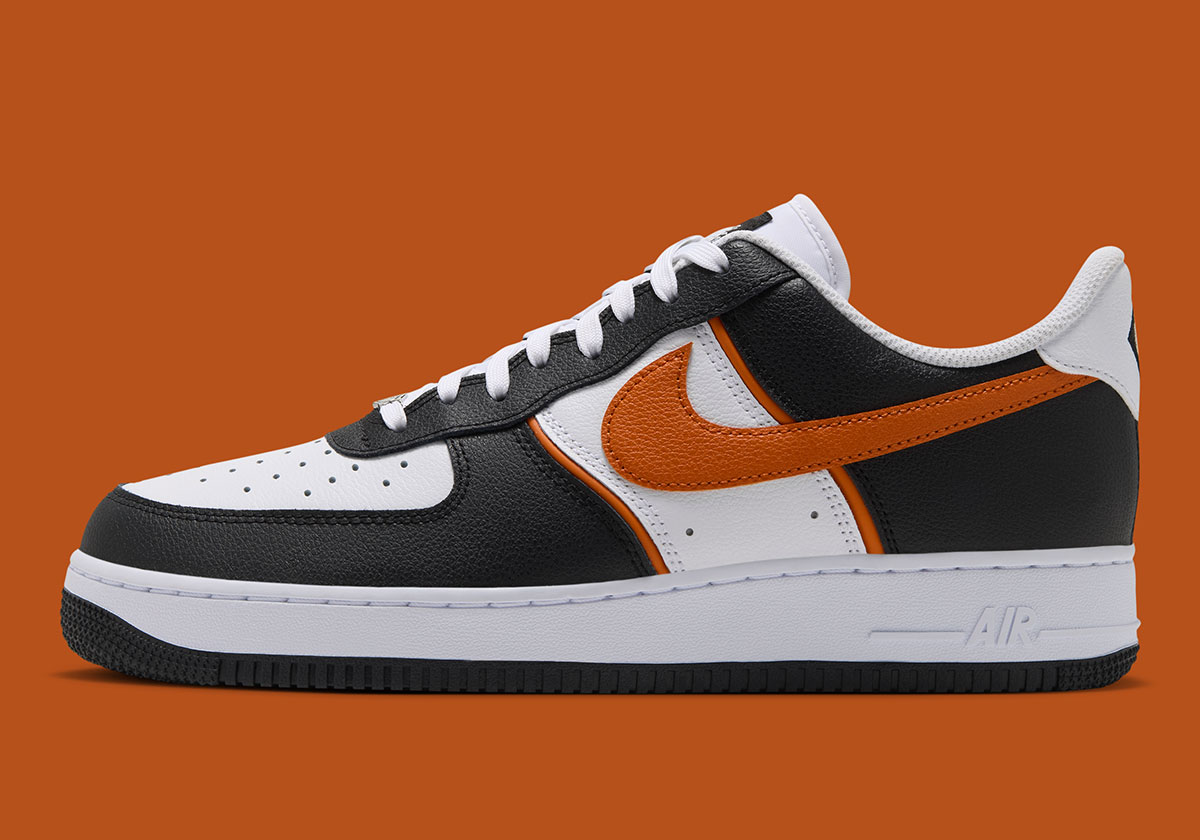 Nike Air Force 1 Low Black White Campfire Orange Iq0187 002 2