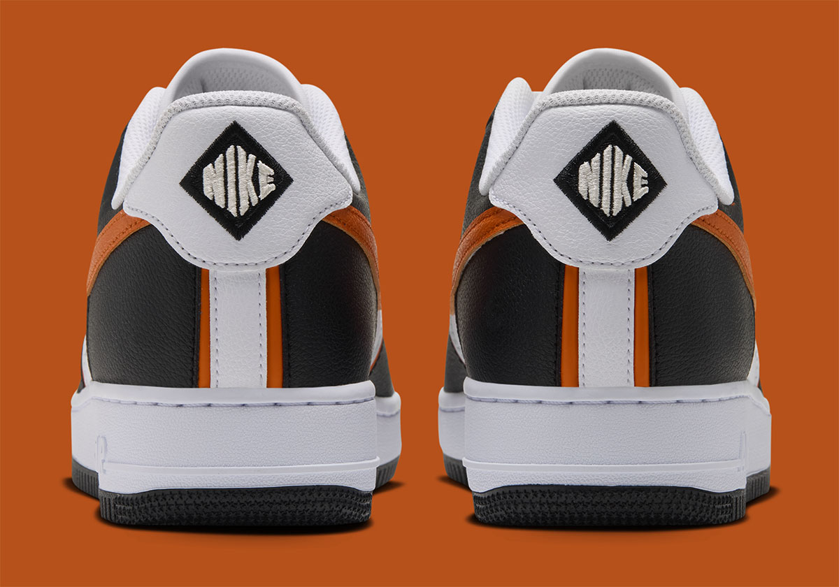 Nike Air Force 1 Low Black White Campfire Orange Iq0187 002 7