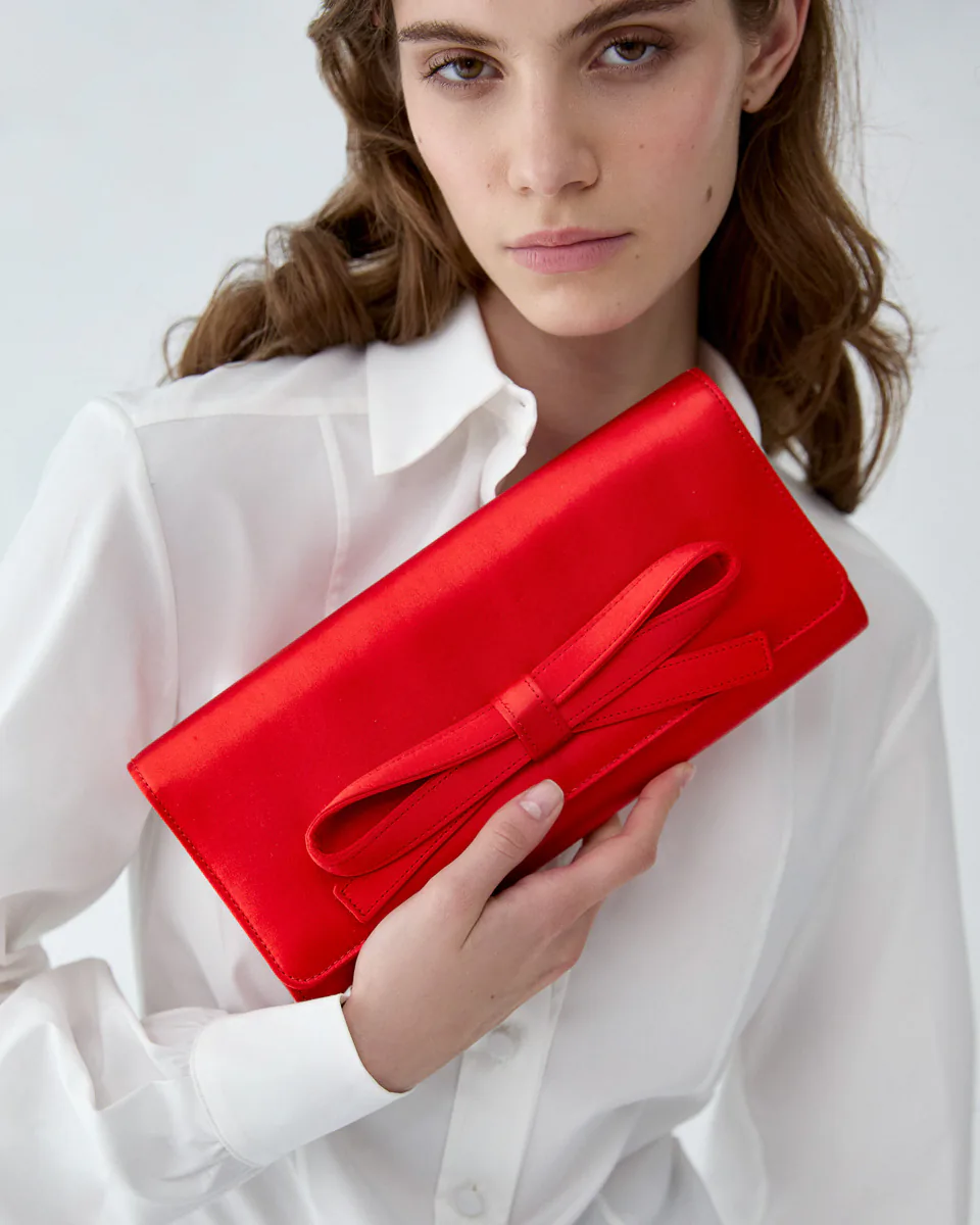 Carolina Herrera Margaret Ribbon Detailed Satin Clutch