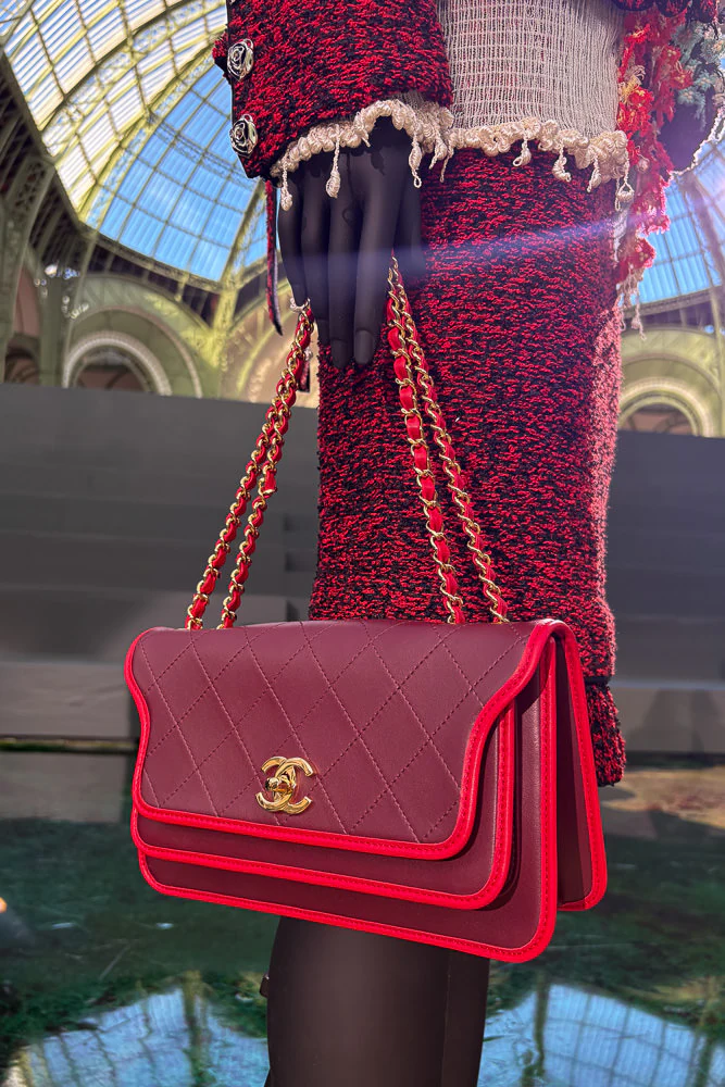 Chanel Burgundy Bag with Red Trim Spring 27
