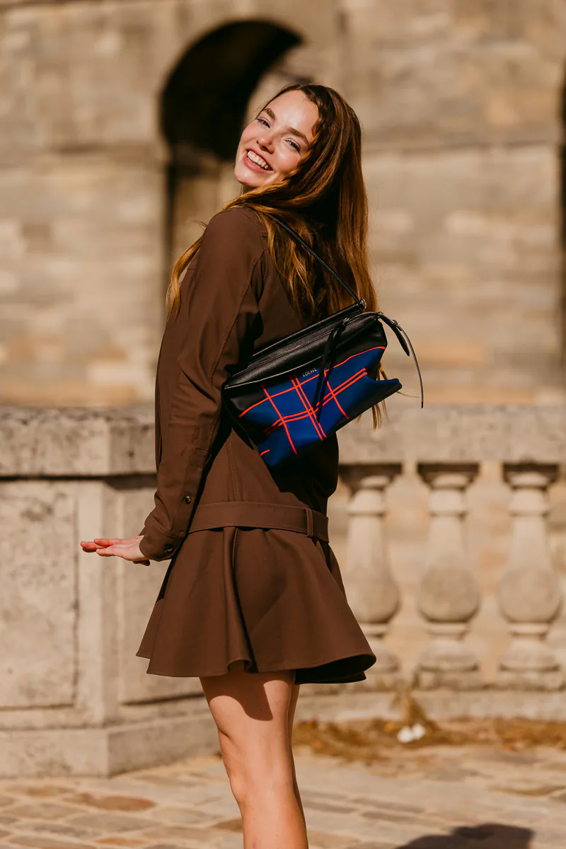 Loewe Small Whisker bag in check intarsio