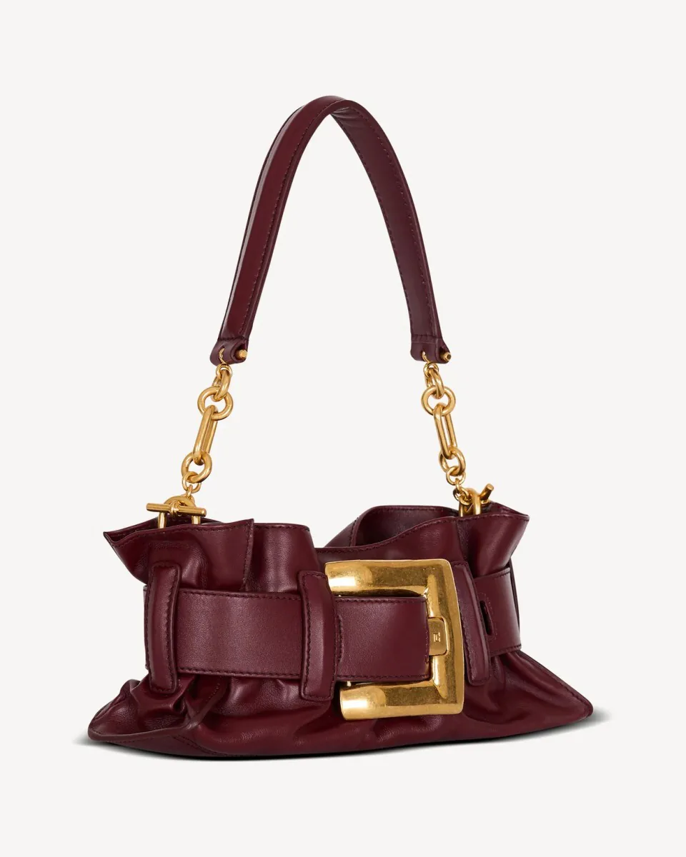 Balmain Mini Anthem bag in calfskin leather in Brown