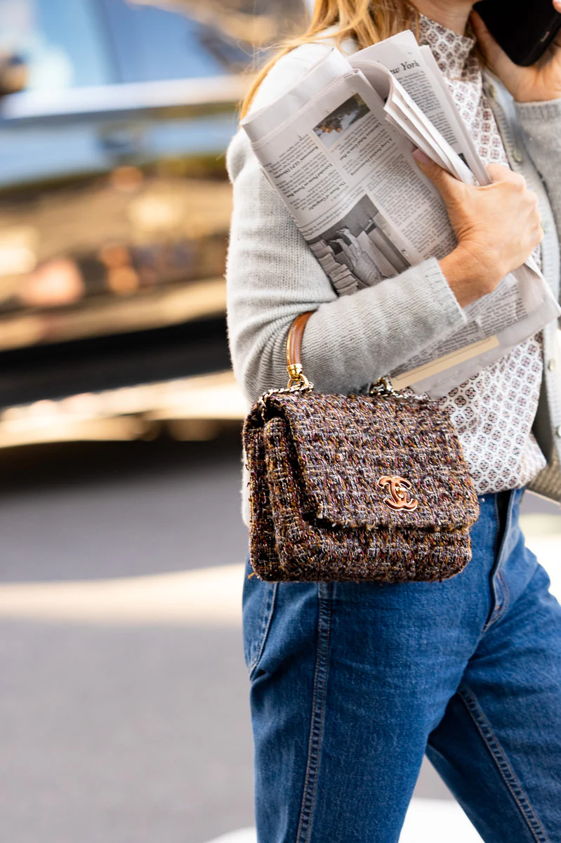 Chanel Tweed Wood Knock On Wood Top Handle Bag