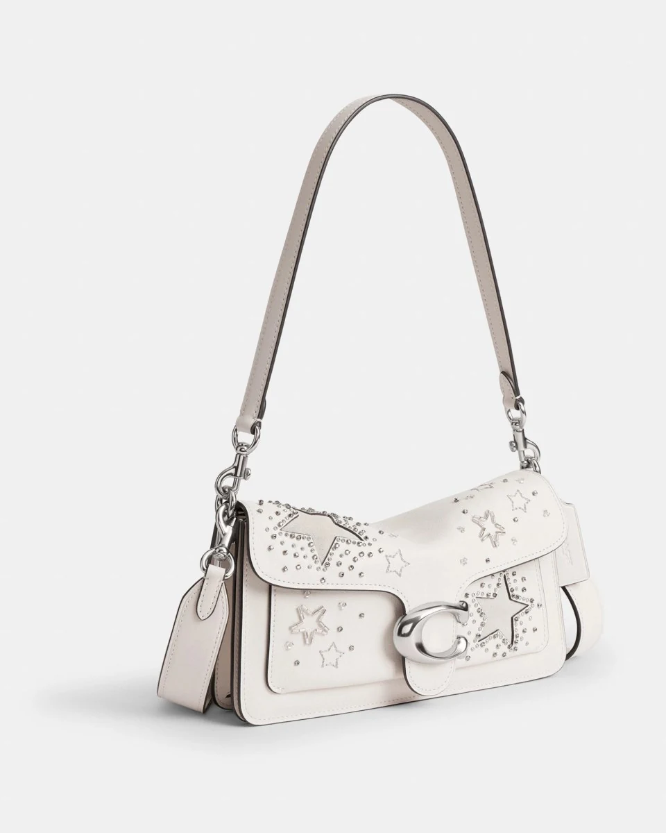 Coach Tabby Shoulder Bag 26, Inspired by Elle Fanning in Light Antique Nickel/Chalk