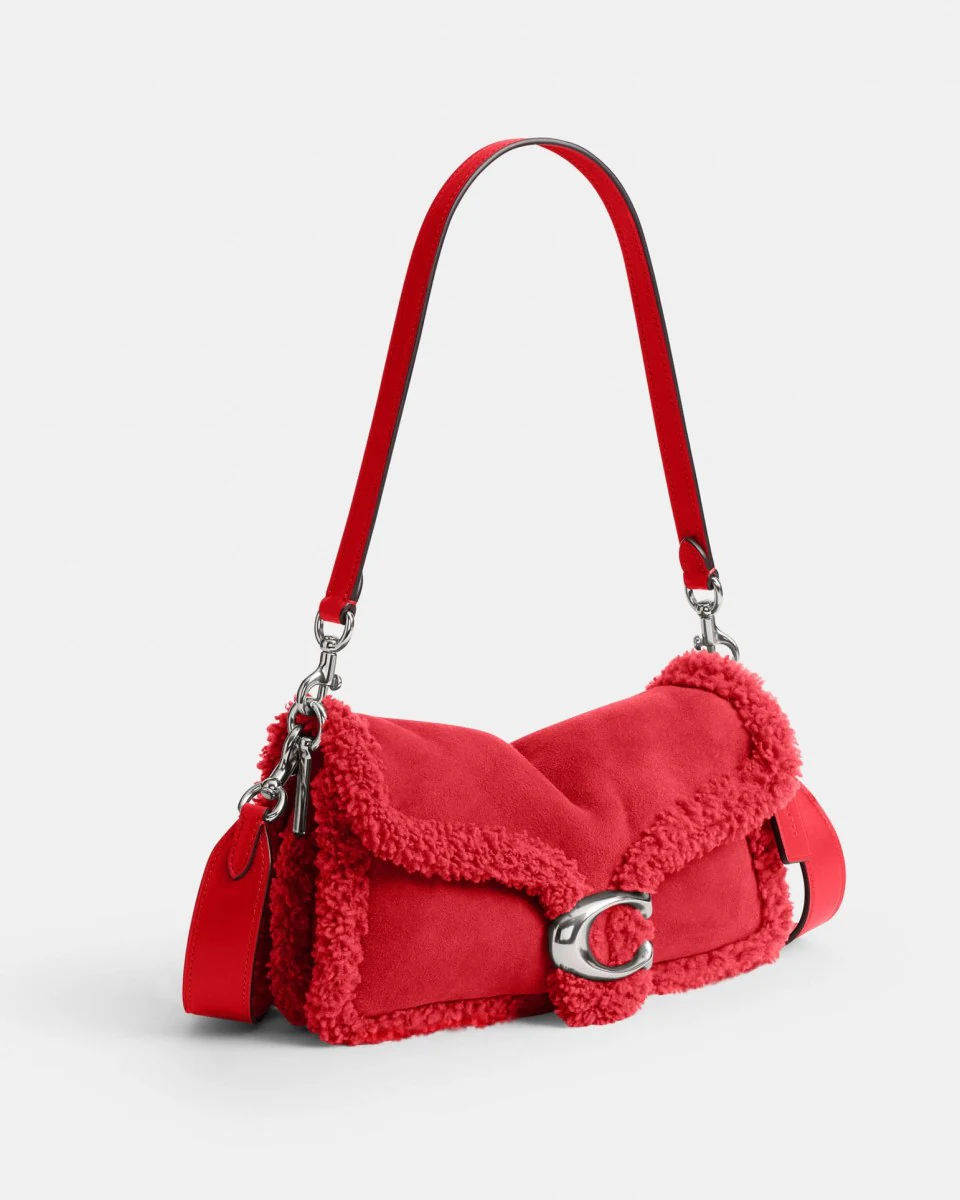 Coach Tabby Shoulder Bag 26, Inspired by PinkPantheress in Light Antique Gold/Red
