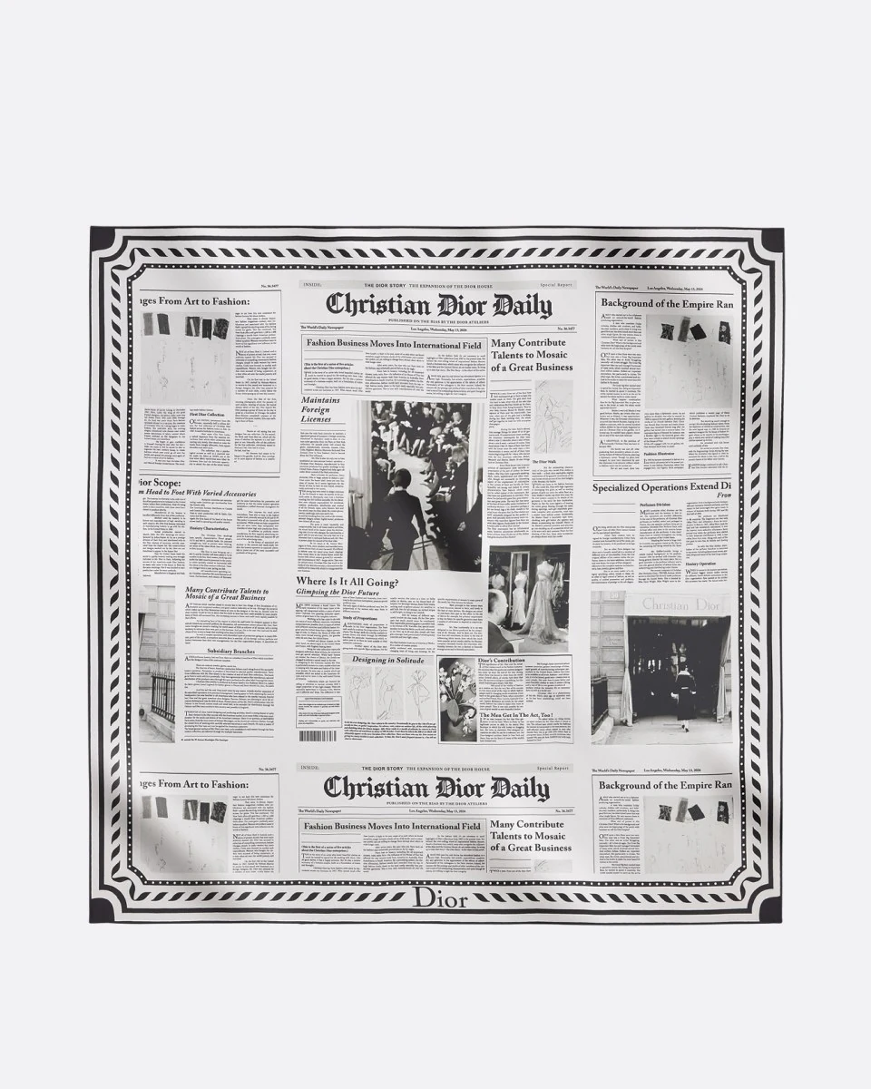 Dior Newspaper Square Scarf