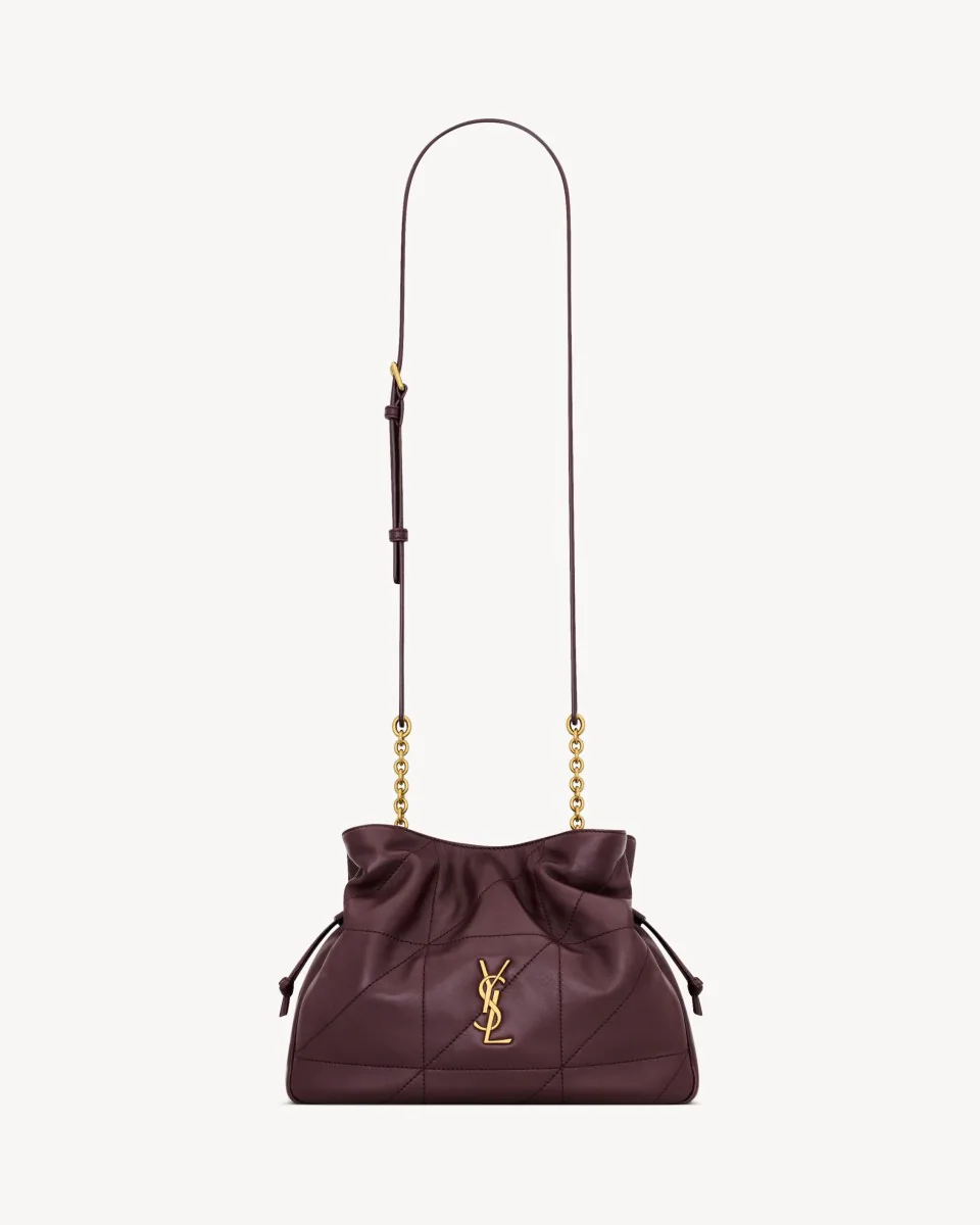 Saint Laurent JAMIE shoulder pouch in lambskin in Bordeaux