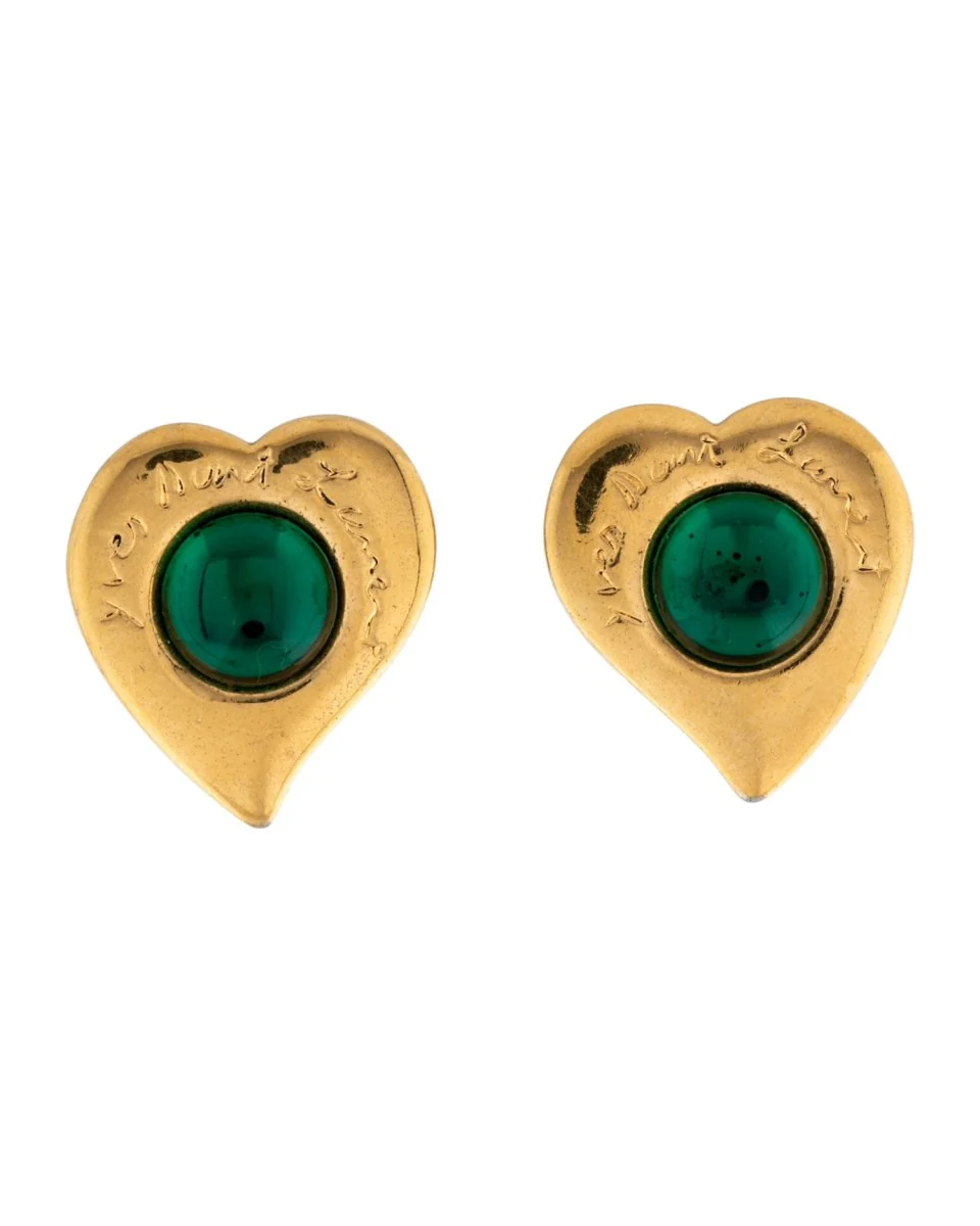 Saint Laurent Vintage Resin Heart Clip-On Earrings