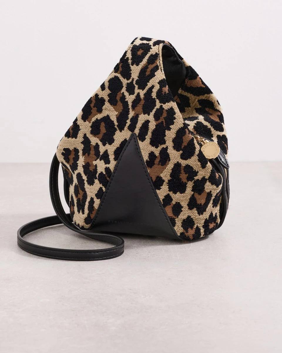 Stella McCartney Appaloosa Soft Bucket Tiny Bag Leopard Jacquard Fabric in Multicolor Brown